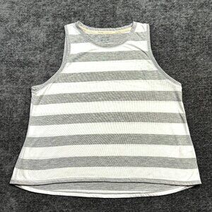Calvin Klein Women’s Crop Tank Top Medium Gray White Stripe Performance Wick